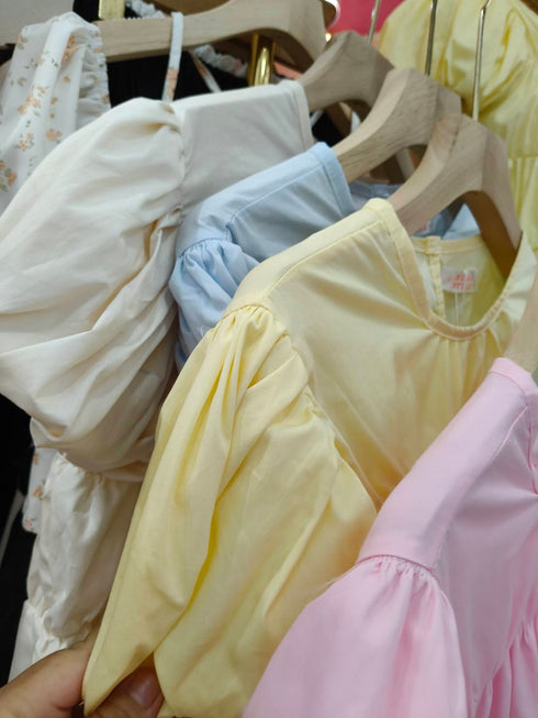 Summer Cotton Tiered Puffy Sleeves Tops